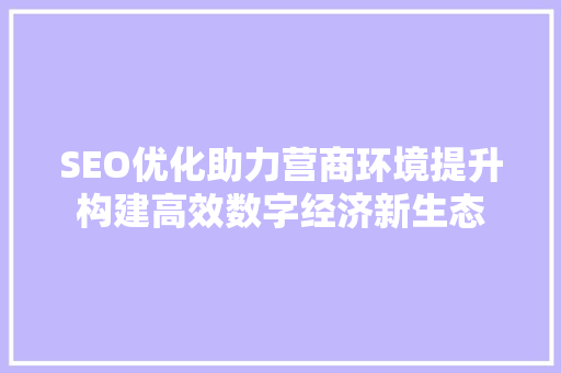 SEO优化助力营商环境提升构建高效数字经济新生态 神马SEO