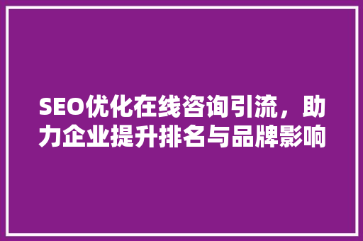 SEO优化在线咨询引流，助力企业提升排名与品牌影响力