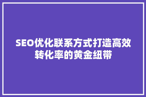 SEO优化联系方式打造高效转化率的黄金纽带 网站建设公司
