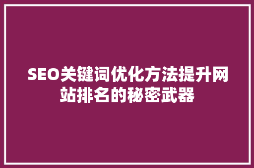 SEO关键词优化方法提升网站排名的秘密武器 SEO关键词
