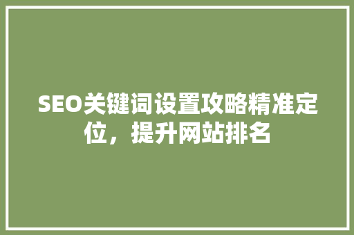 SEO关键词设置攻略精准定位，提升网站排名 必应SEO