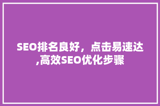 SEO排名良好，点击易速达,高效SEO优化步骤 SEO关键词