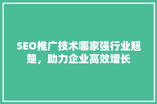 SEO推广技术哪家强行业翘楚，助力企业高效增长 百度SEO