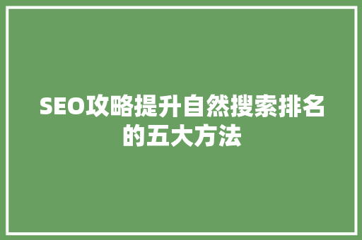 SEO攻略提升自然搜索排名的五大方法