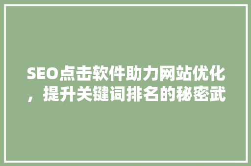 SEO点击软件助力网站优化，提升关键词排名的秘密武器 百度SEO