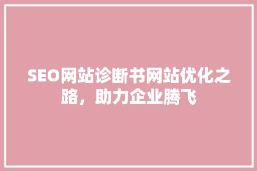 SEO网站诊断书网站优化之路，助力企业腾飞