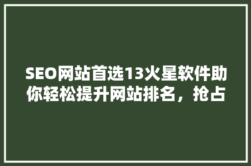 SEO网站首选13火星软件助你轻松提升网站排名，抢占市场先机 百度SEO