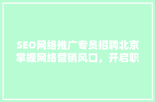 SEO网络推广专员招聘北京掌握网络营销风口，开启职业新篇章