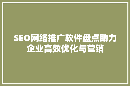 SEO网络推广软件盘点助力企业高效优化与营销