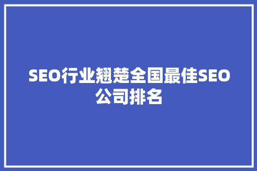 SEO行业翘楚全国最佳SEO公司排名