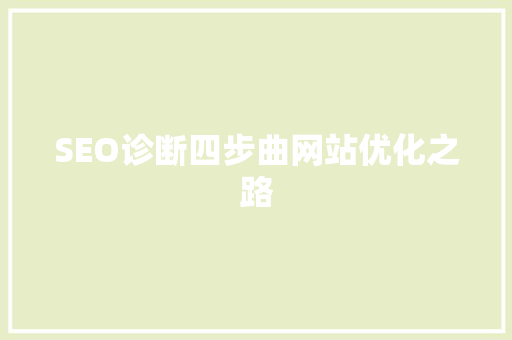 SEO诊断四步曲网站优化之路 神马SEO