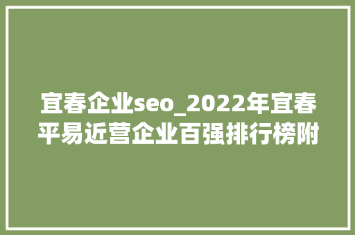 宜春企业seo_2022年宜春平易近营企业百强排行榜附年榜TOP100详单