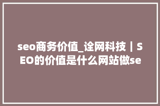 seo商务价值_诠网科技｜SEO的价值是什么网站做seo优化能带来流量吗