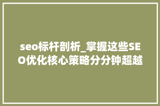 seo标杆剖析_掌握这些SEO优化核心策略分分钟超越竞争对手 seo标杆剖析_掌握这些SEO优化核心策略分分钟超越竞争对手 SEO关键词