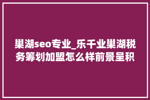 巢湖seo专业_乐千业巢湖税务筹划加盟怎么样前景呈积极态势 SEO关键词 巢湖seo专业_乐千业巢湖税务筹划加盟怎么样前景呈积极态势 巢湖seo专业_乐千业巢湖税务筹划加盟怎么样前景呈积极态势 SEO关键词