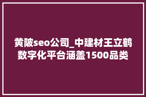 黄陂seo公司_中建材王立鹤数字化平台涵盖1500品类 催生新营业模式 黄陂seo公司_中建材王立鹤数字化平台涵盖1500品类 催生新营业模式 必应SEO