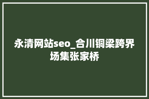 永清网站seo_合川铜梁跨界场集张家桥