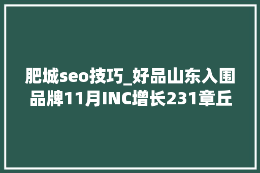 肥城seo技巧_好品山东入围品牌11月INC增长231章丘大年夜葱跃升6位 肥城seo技巧_好品山东入围品牌11月INC增长231章丘大年夜葱跃升6位 必应SEO