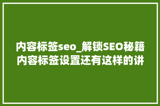 内容标签seo_解锁SEO秘籍内容标签设置还有这样的讲究 内容标签seo_解锁SEO秘籍内容标签设置还有这样的讲究 百度SEO