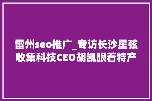 雷州seo推广_专访长沙星弦收集科技CEO胡凯跟着特产走中国从新定义新零售