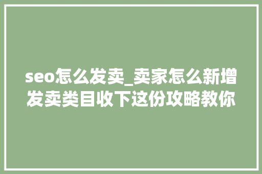 seo怎么发卖_卖家怎么新增发卖类目收下这份攻略教你eMAG高效铺货