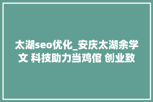 太湖seo优化_安庆太湖余学文 科技助力当鸡倌 创业致富帮乡平易近