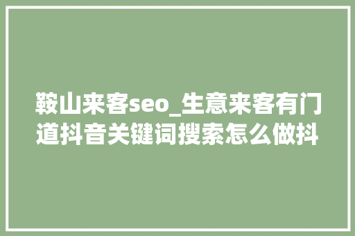 鞍山来客seo_生意来客有门道抖音关键词搜索怎么做抖音seo关键词排名优化