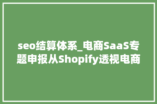 seo结算体系_电商SaaS专题申报从Shopify透视电商SaaS做事业的投资框架