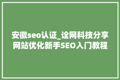安徽seo认证_诠网科技分享网站优化新手SEO入门教程 安徽seo认证_诠网科技分享网站优化新手SEO入门教程 SEO关键词