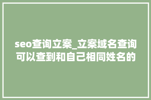 seo查询立案_立案域名查询可以查到和自己相同姓名的立案 你有没有查过