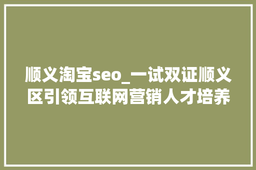 顺义淘宝seo_一试双证顺义区引领互联网营销人才培养新潮流