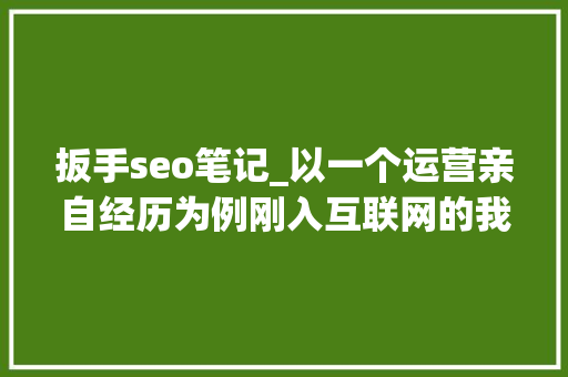 扳手seo笔记_以一个运营亲自经历为例刚入互联网的我们该若何摆脱迷茫 扳手seo笔记_以一个运营亲自经历为例刚入互联网的我们该若何摆脱迷茫 神马SEO