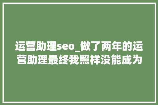 运营助理seo_做了两年的运营助理最终我照样没能成为一个合格的运营 运营助理seo_做了两年的运营助理最终我照样没能成为一个合格的运营 必应SEO