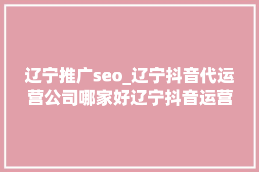 辽宁推广seo_辽宁抖音代运营公司哪家好辽宁抖音运营推广公司排名