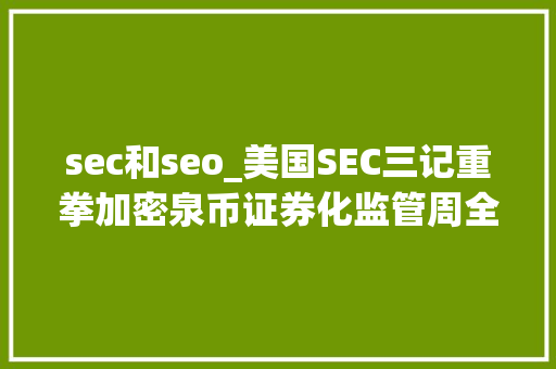 sec和seo_美国SEC三记重拳加密泉币证券化监管周全进级 sec和seo_美国SEC三记重拳加密泉币证券化监管周全进级 神马SEO