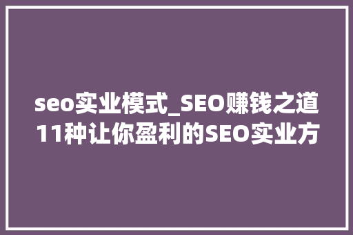 seo实业模式_SEO赚钱之道11种让你盈利的SEO实业方法