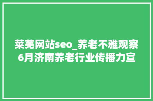 莱芜网站seo_养老不雅观察6月济南养老行业传播力宣告 比较上个月降142