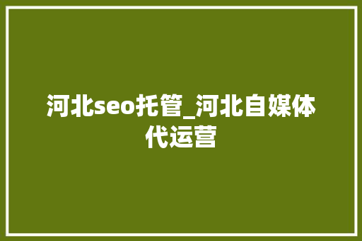 河北seo托管_河北自媒体代运营 河北seo托管_河北自媒体代运营 必应SEO