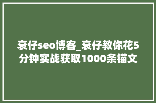 衰仔seo博客_衰仔教你花5分钟实战获取1000条锚文本外链技巧 衰仔seo博客_衰仔教你花5分钟实战获取1000条锚文本外链技巧 SEO关键词