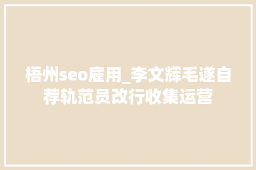 梧州seo雇用_李文辉毛遂自荐轨范员改行收集运营 梧州seo雇用_李文辉毛遂自荐轨范员改行收集运营 百度SEO
