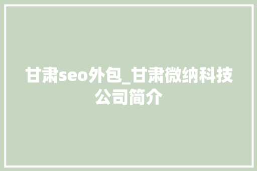 甘肃seo外包_甘肃微纳科技公司简介 甘肃seo外包_甘肃微纳科技公司简介 网站建设公司