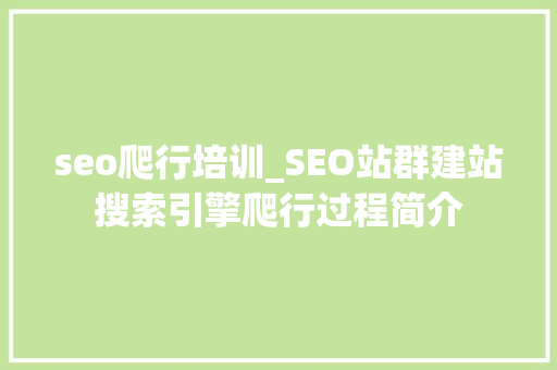 seo爬行培训_SEO站群建站搜索引擎爬行过程简介 seo爬行培训_SEO站群建站搜索引擎爬行过程简介 网站建设公司
