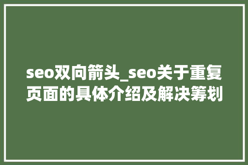 seo双向箭头_seo关于重复页面的具体介绍及解决筹划