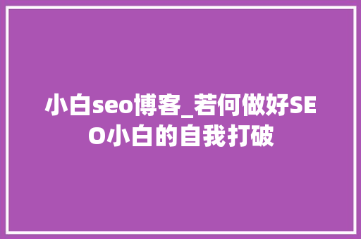 小白seo博客_若何做好SEO小白的自我打破