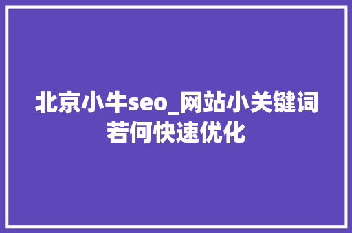 北京小牛seo_网站小关键词若何快速优化