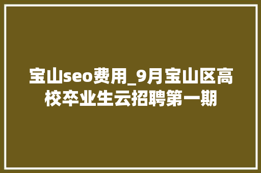 宝山seo费用_9月宝山区高校卒业生云招聘第一期 宝山seo费用_9月宝山区高校卒业生云招聘第一期 百度SEO