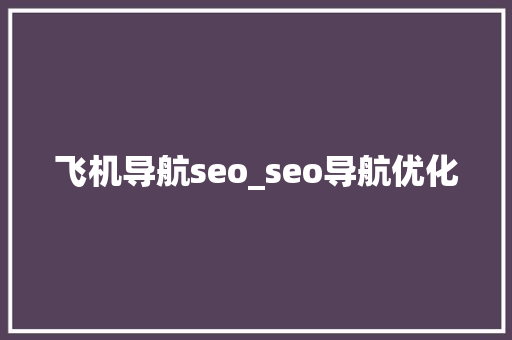 飞机导航seo_seo导航优化