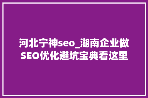 河北宁神seo_湖南企业做SEO优化避坑宝典看这里 河北宁神seo_湖南企业做SEO优化避坑宝典看这里 必应SEO