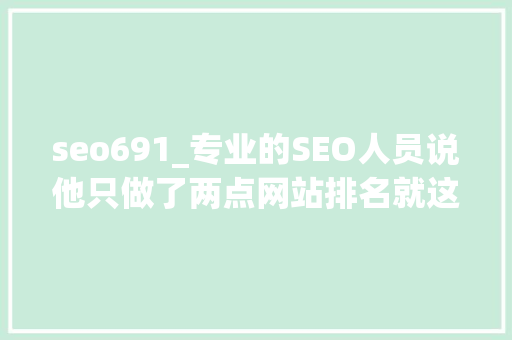 seo691_专业的SEO人员说他只做了两点网站排名就这么好 seo691_专业的SEO人员说他只做了两点网站排名就这么好 搜狗SEO
