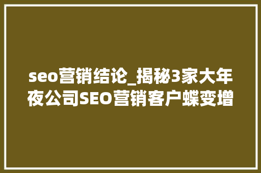 seo营销结论_揭秘3家大年夜公司SEO营销客户蝶变增长二 seo营销结论_揭秘3家大年夜公司SEO营销客户蝶变增长二 SEO关键词